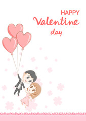 Happy valentine's day Heart love Cute character background paper