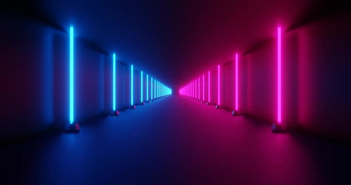 3d rendering neon tunnel loop motion.