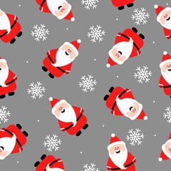 Funny Santa Claus seamless pattern. Print for winter clothes, textile and christmas design elements.