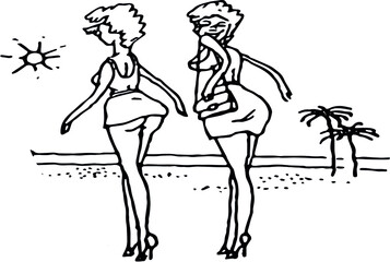 girls in bikinis on the beach