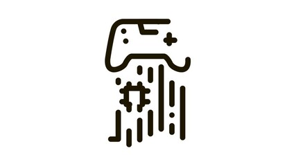 game controller chip Icon Animation. black game controller chip animated icon on white background