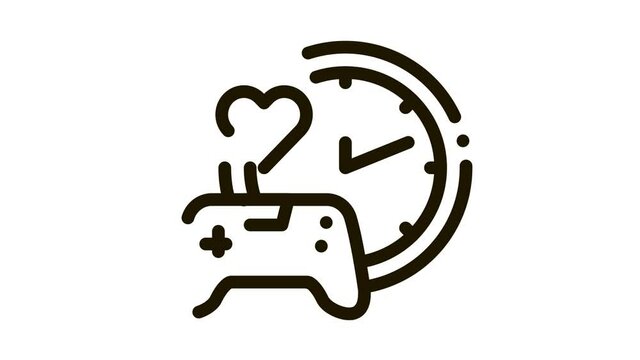game playing love time Icon Animation. black game playing love time animated icon on white background