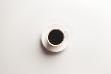 espresso coffee on a white background in a white cup. Isolated.
