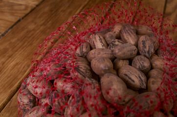pecan nuts in mesh bag