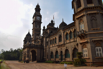 Fototapeta na wymiar Picture of popular palace in kolhapur city New Palace, Ancient palace constructed from black rock.