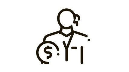 accountant profession Icon Animation. black accountant profession animated icon on white background