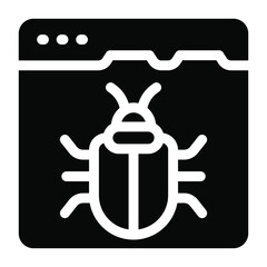 
Insect on a web, solid icon of website crawler
