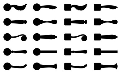 Group of different door knobs isolated on white