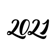 Vector Hand number lettering of 2021. Happy New Year of the Ox. Greeting card design with calligraphy for holiday. Vector illustration