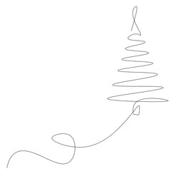 Christmas background with tree line drawing, vector illustration