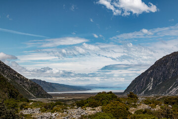 landscape of a valley with a lake