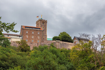Climbing the hill of the Wartburg in Eisenach, seen from the access road to the castle