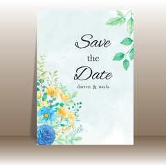 Beautiful hand drawn floral wedding invitation template design