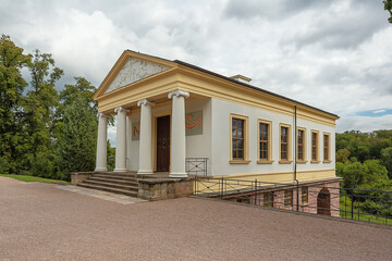 View of the entrance of the Roman House in the Park on the Ilm in Weimar