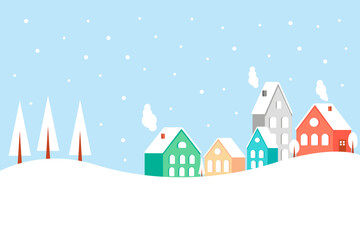 Christmas background illustration. New Year's landscape. Vector illustration in a flat style.