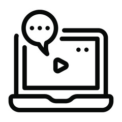 
Video chat icon in solid editable design, speech bubble with video inside laptop
