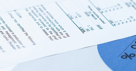 Obraz premium Graphs, charts, business table. The workplace of business people.