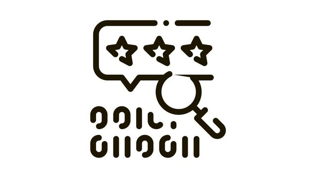 binary code research and assessment Icon Animation. black binary code research and assessment animated icon on white background