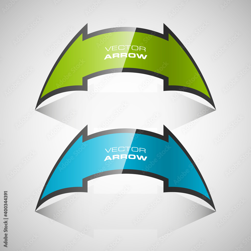 Poster Vector Arrow banners set. Direct shape. 3d Abstract Background. Business infographic presentation diagram. Section compare service. Up and down trend. Paper index. Exact pointer