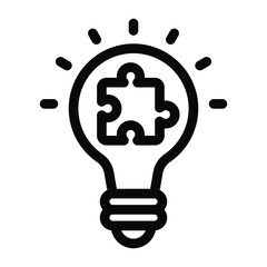 
Jigsaw inside bulb, creative solid icon of problem solution
