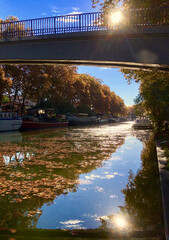 Canal de Midi in Toulouse, France, famous nature reserve and travel destination location for...