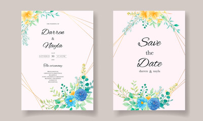 Fototapeta na wymiar Beautiful hand drawn floral wedding invitation template design