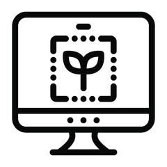 
Transform tool inside monitor, glyph icon of online designing

