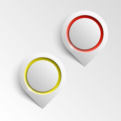 Index location on the map. Pointer position. Marker standing. Indicator destination. Origami infographic colorful pointrs set. Advertising design shape. Speech talking cloud. label pointer tag