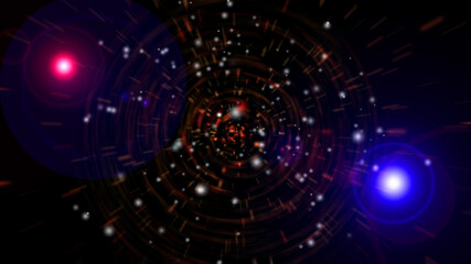 Obraz premium Abstract digital wormhole, particle light tunnel in space