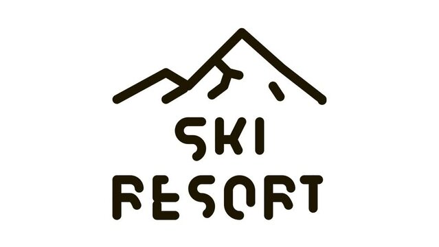 ski resort Icon Animation. black ski resort animated icon on white background