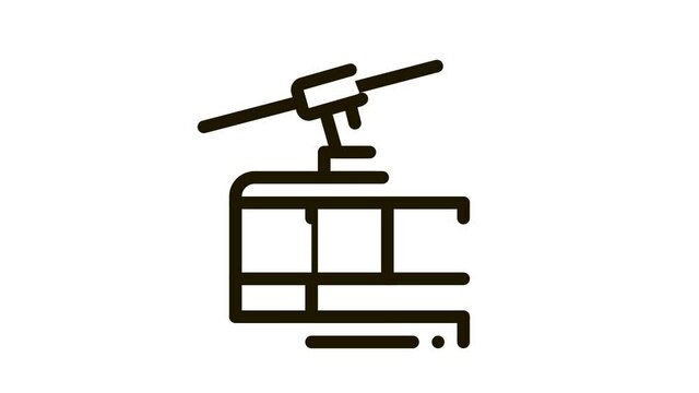 ski resort cableway transport Icon Animation. black ski resort cableway transport animated icon on white background