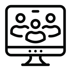 
Persons inside monitor, solid icon of online group
