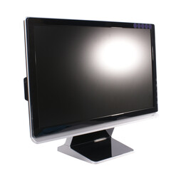 computer monitor with blank display on white background