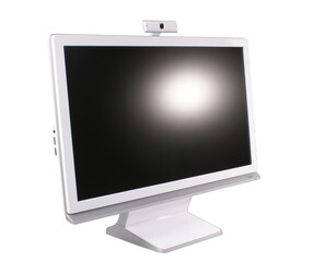 computer monitor with blank display on white background