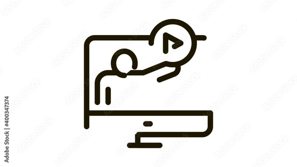 Poster viewing in computer mode icon animation. black viewing in computer mode animated icon on white backg