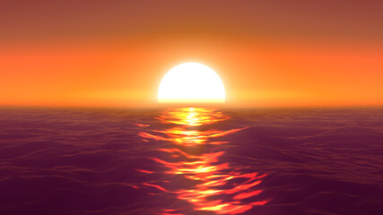 panorama of the ocean sunset, sea sunset