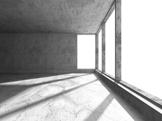 Dark Concrete Wall Architecture. Empty Room