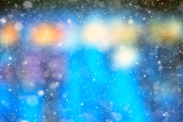 abstract blue background snow snowflakes, new year, glow design