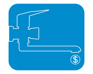 Dripping faucet money. Outline vector drawing, icon. Isolated outline illustration.
