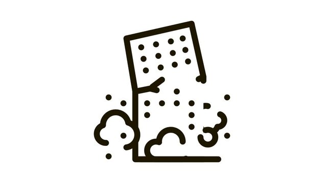 high-rise building collapse Icon Animation. black high-rise building collapse animated icon on white background