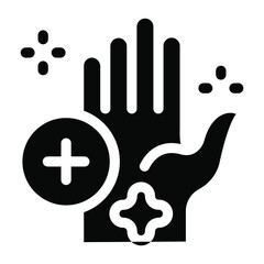 
Covid preventing cure, solid icon of hands hygiene 
