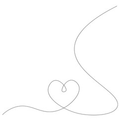 Valentines day background. Heart line drawing on white background, vector illustration