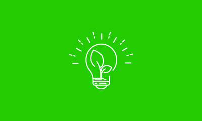 Plant inside Light Bulb line icon.black icon on green background