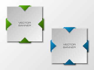 Vector banner. The original form as two form, overlapping. The flat image. Advertising Design shape. Vector label tag.