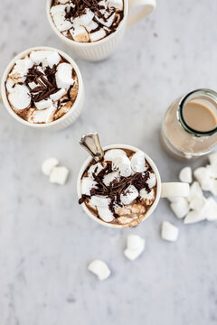 Hot chocolate with Baileys and marshmallows
