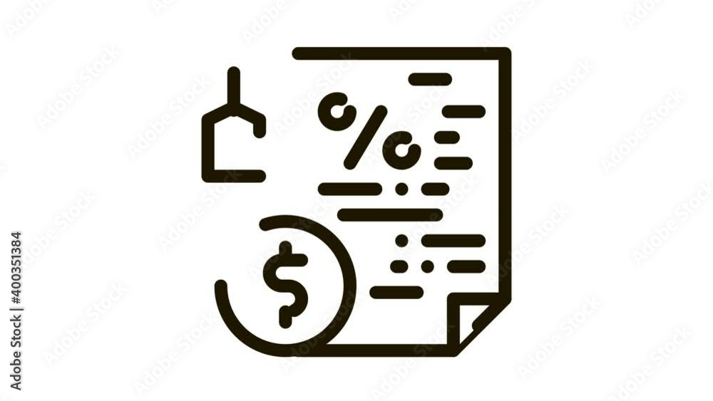 Wall mural contract pawnshop document Icon Animation. black contract pawnshop document animated icon on white background