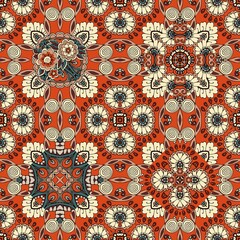 Seamless ornamental pattern with floral and paisley motives. Tapestry, print for fabric, carpet.