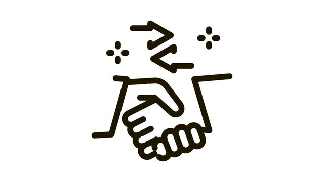 handshake exchange agreement Icon Animation. black handshake exchange agreement animated icon on white background