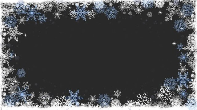 Alpha channel video footage on transparent background. Christmas and happy new year vector background with  white and blue snowflake with stars