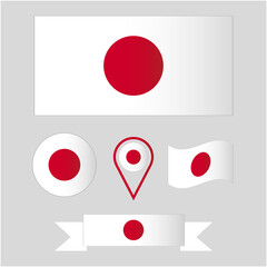 vector flag of Japan. Collection of flags